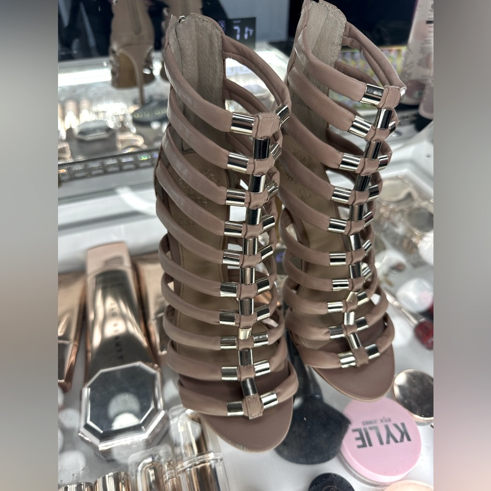 Strappy Gladiator High Heel Sandals - Nude Pink